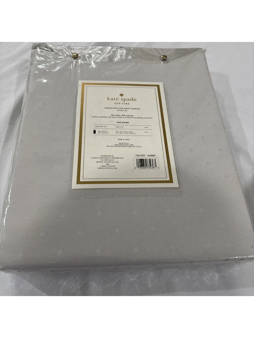 NEW Kate Spade 9 Piece Set Table Cloth & 8 Napkins 60x 102, 20x20